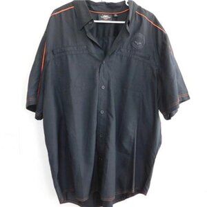 Harley Davidson Men’s Shirt Size 2XL Mechanic Black with Orange Trim